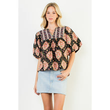 Load image into Gallery viewer, Puff sleeve babydoll floral top