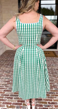 Load image into Gallery viewer, The Gracie- Green Gingham Midi Dress THML