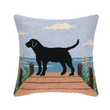 Load image into Gallery viewer, Black Lab on the Dock Hooked Pillow