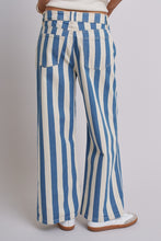 Load image into Gallery viewer, Striped Blue & White Denim Pants
