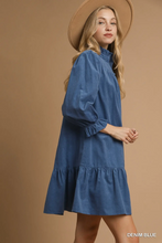 Load image into Gallery viewer, Corduroy puff sleeve mini dress