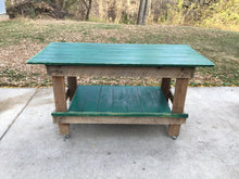 Load image into Gallery viewer, Vintage repurposed green workbench