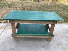 Load image into Gallery viewer, Vintage repurposed green workbench