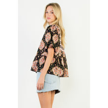 Load image into Gallery viewer, Puff sleeve babydoll floral top