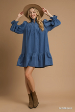 Load image into Gallery viewer, Corduroy puff sleeve mini dress