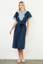 Load image into Gallery viewer, The Heather- Blue Dress with Contrasting Detail THML