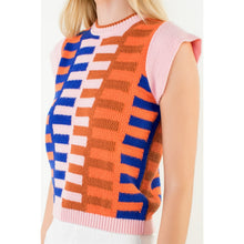 Load image into Gallery viewer, Short Sleeve Colorblock Knit Sleeveless Sweater THML