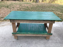 Load image into Gallery viewer, Vintage repurposed green workbench