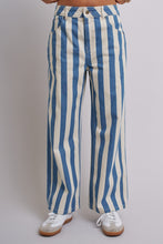 Load image into Gallery viewer, Striped Blue & White Denim Pants