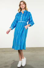 Load image into Gallery viewer, THML Blue Striped Collared Dress