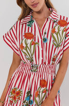 Load image into Gallery viewer, The Tilly - Red & White Striped floral Midi