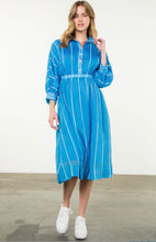 Load image into Gallery viewer, THML Blue Striped Collared Dress