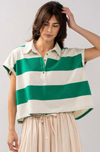 Load image into Gallery viewer, Bold Striped Dolman Sleeve Polo Shirt