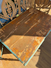 Load image into Gallery viewer, Vintage Chippy Aqua Table