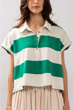 Load image into Gallery viewer, Bold Striped Dolman Sleeve Polo Shirt
