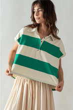 Load image into Gallery viewer, Bold Striped Dolman Sleeve Polo Shirt