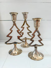 Load image into Gallery viewer, Vintage Christmas Tree Candlesticks S/3