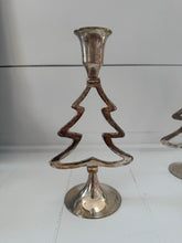 Load image into Gallery viewer, Vintage Christmas Tree Candlesticks S/3