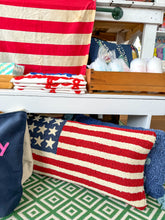 Load image into Gallery viewer, Stars and Stripes hooked pillow