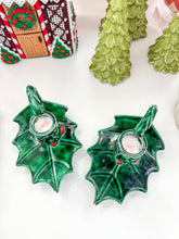 Load image into Gallery viewer, Vintage Ceramic Holly Candlestick Holders