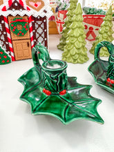Load image into Gallery viewer, Vintage Ceramic Holly Candlestick Holders