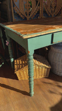Load and play video in Gallery viewer, Vintage Chippy Aqua Table