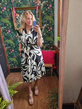 Load image into Gallery viewer, Black & White print shirt dress