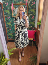 Load image into Gallery viewer, Black & White print shirt dress