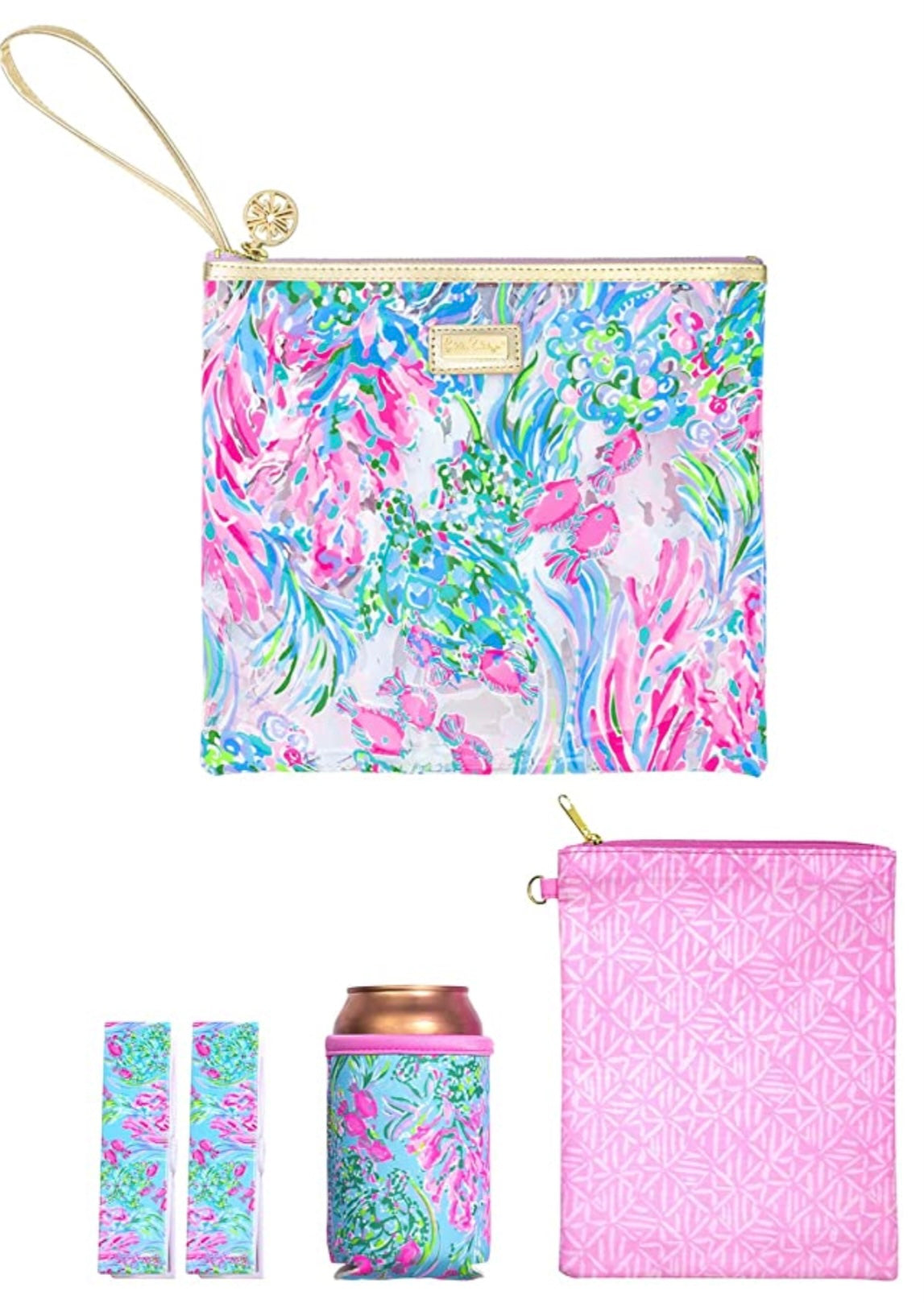 Lilly Pulitzer Keepin It Reel COMPLETE GWP SET Beach Tote Pouch Wristlet  Towels