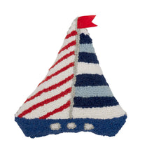Load image into Gallery viewer, Shaped Sailboat Hooked Pillow
