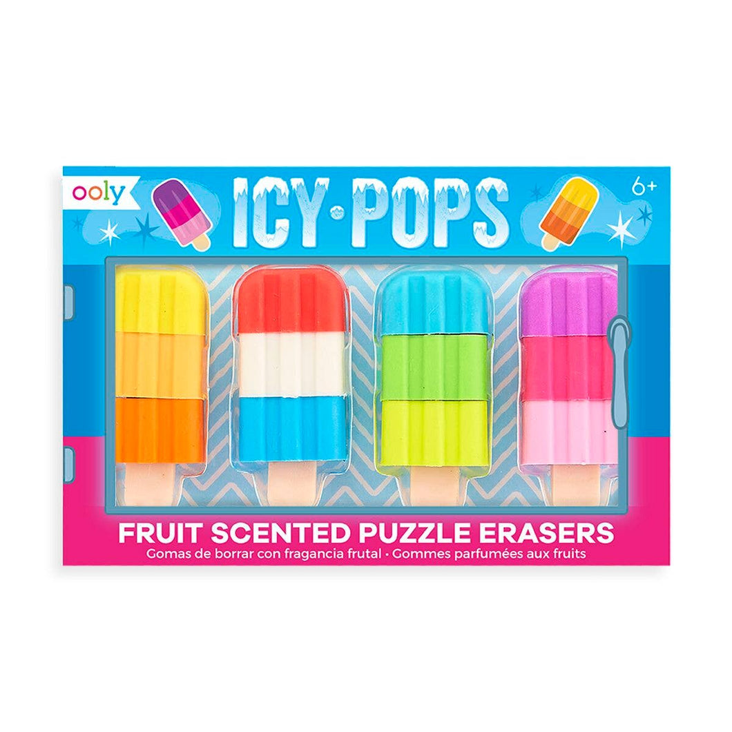 OOLY Icy Pops Scented Puzzle Erasers - Set of 4