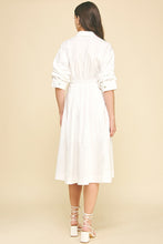 Load image into Gallery viewer, The Clara- Button Down Gathered Sleeve Midi Dress PINCH
