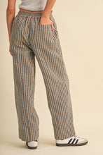 Load image into Gallery viewer, Striped Wide Leg Charcoal/Tan Pants
