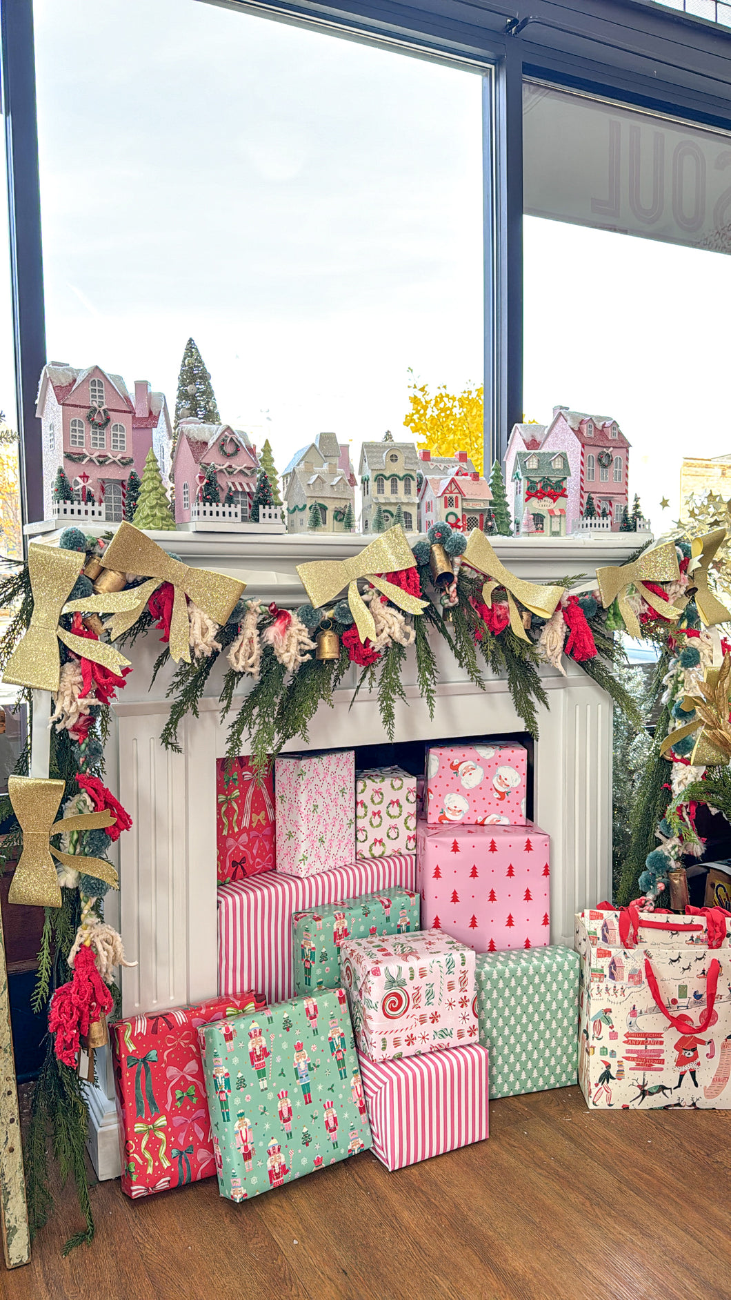 Handmade Wool & Cotton Blend Garland w/ Pom Poms & Metal Bells