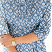 Load image into Gallery viewer, Astra blue block print dress
