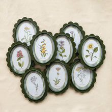 Load image into Gallery viewer, Green Scalloped Framed with Floral Artwork
