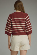 Load image into Gallery viewer, Burgandy Striped Sweater Top
