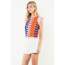Load image into Gallery viewer, Short Sleeve Colorblock Knit Sleeveless Sweater THML
