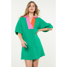 Load image into Gallery viewer, THML green V neck dress
