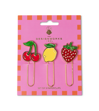 Load image into Gallery viewer, Floral or fruit set of 3 Paperclips
