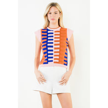 Load image into Gallery viewer, Short Sleeve Colorblock Knit Sleeveless Sweater THML
