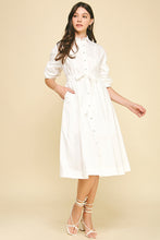 Load image into Gallery viewer, The Clara- Button Down Gathered Sleeve Midi Dress PINCH
