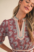 Load image into Gallery viewer, Floral Print Contrast Scallop Midi Dress
