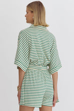 Load image into Gallery viewer, Green &amp; White Striped Romper
