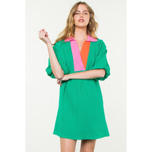 Load image into Gallery viewer, THML green V neck dress
