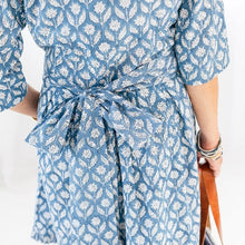 Load image into Gallery viewer, Astra blue block print dress
