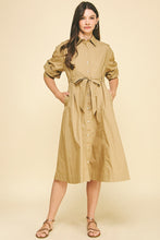 Load image into Gallery viewer, The Clara- Button Down Gathered Sleeve Midi Dress PINCH
