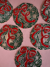 Load image into Gallery viewer, Vintage Christmas Bow Coasters S/6

