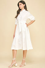 Load image into Gallery viewer, The Clara- Button Down Gathered Sleeve Midi Dress PINCH
