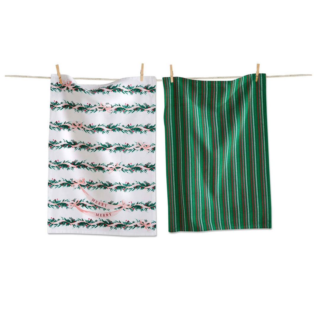 Christmas Very Merry Garland dishtowels-set of 2
